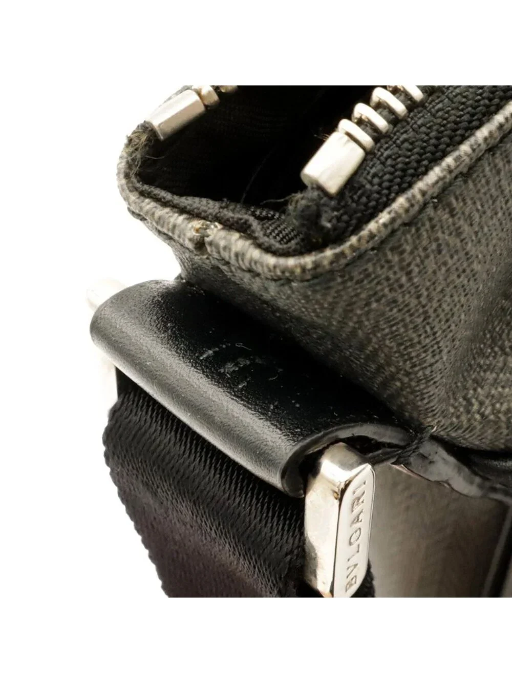 Bvlgari Weekend Shoulder Bag Crossbody Leather Dark Gray Black